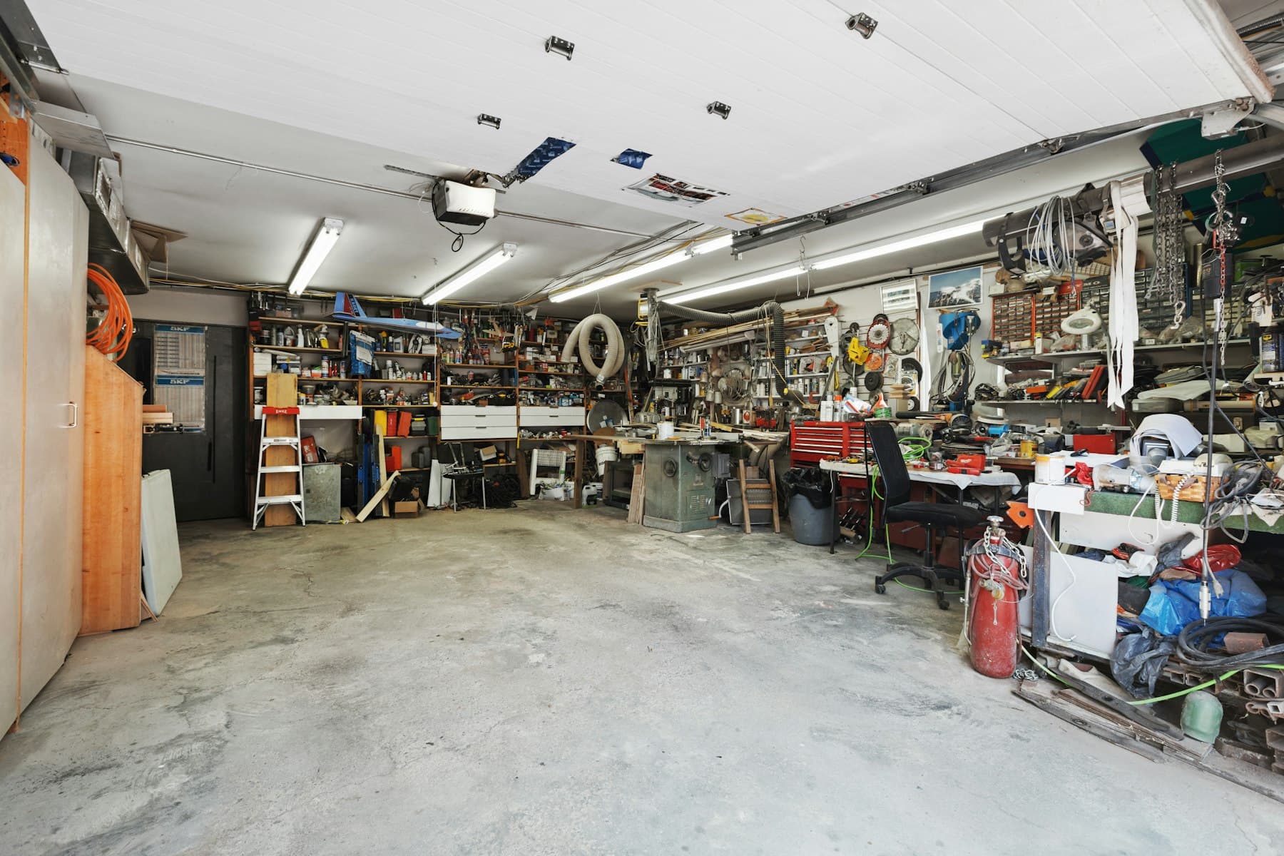 Cluttered garage full of items ready for a cleanout